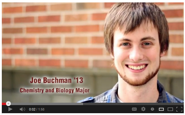 Joe Buchman '13. Chemistry and Biology Major