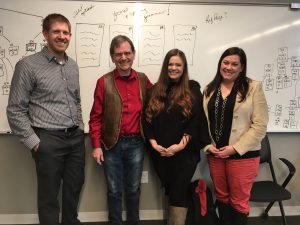 A photo of (from left) Jake Ferm, Larry Crockett, Carmen Williams, Amy Bowar Mellinger