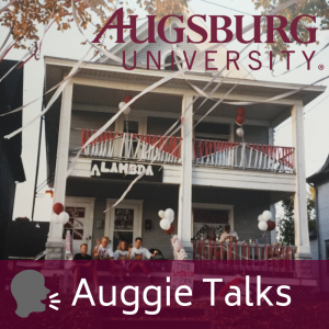 Traditional Augsburg house decorated for 1992 Homecoming 