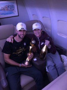 Heaps with Coach Jill Ellis and the World Cup trophy.