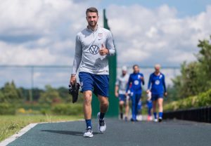 Tyler Heaps at training in the UK prior to the opening of the World Cup competition in France