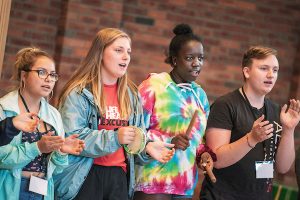 students singing