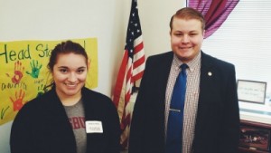 Madison Wedan meets with Representative Drew Christensen to advocate for the Minnesota State Grant.