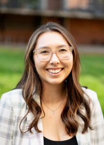 A photo of a women smiling