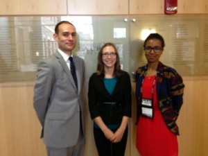 Joel Huting, Brianna Noland and Ugaso SheikAbdi at the National Conference for Undergraduate Research (NCUR 2013) at the University of Wisconsin – LaCrosse.