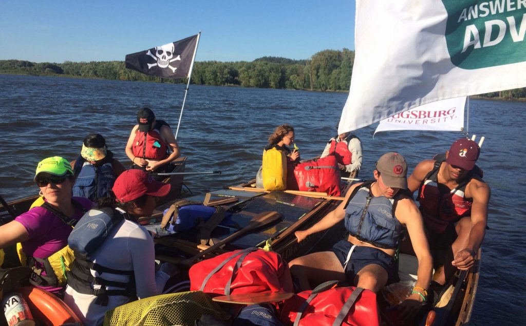 students in canoes