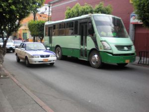 A green bus