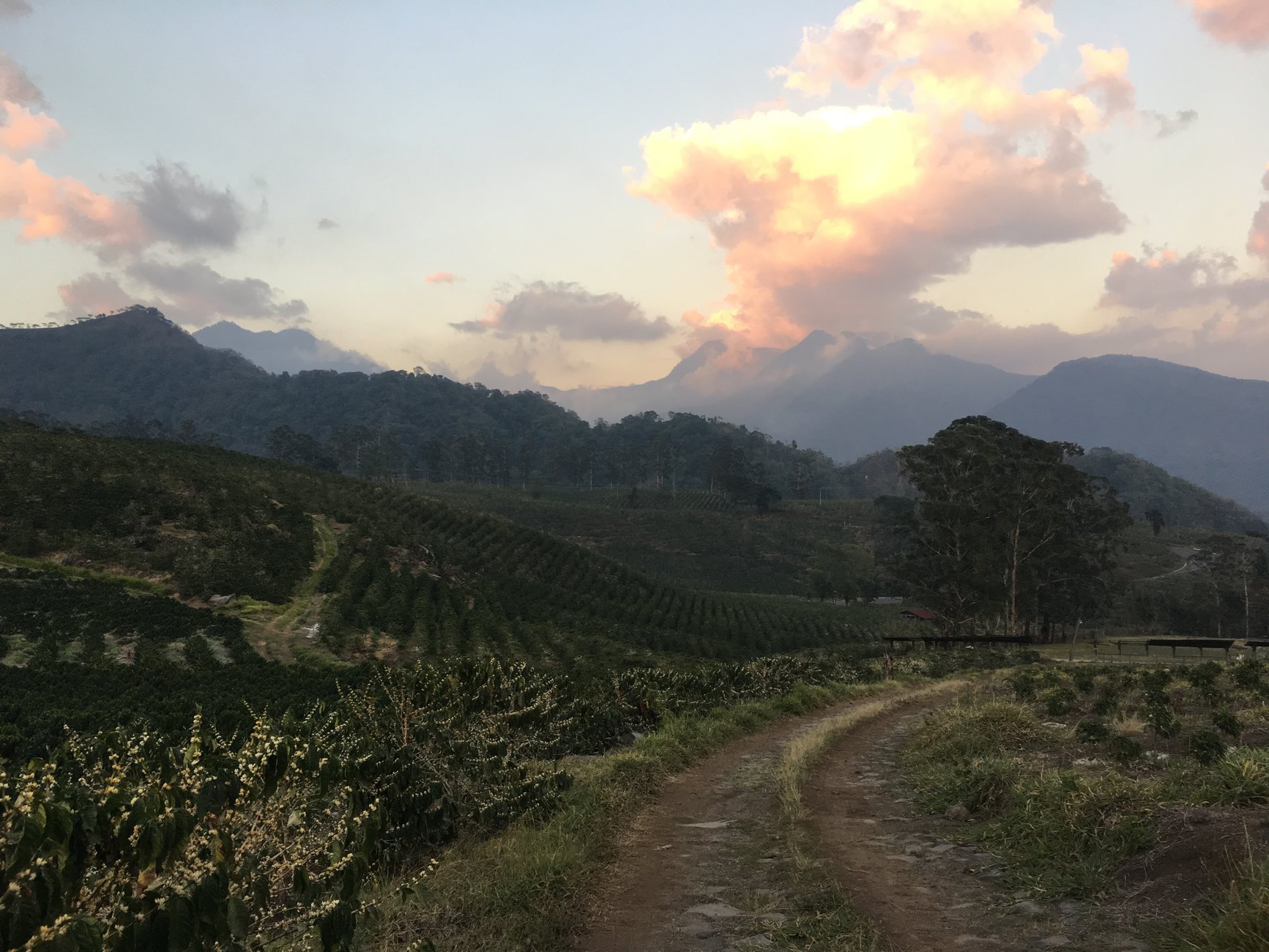 Mountain range with cloudy skies