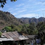 house with mountains background