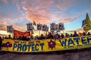 water protectors with signs