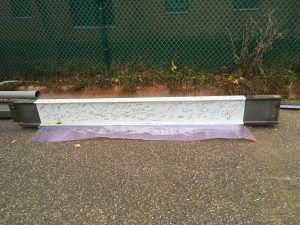 The beam that was signed by faculty, staff, students, alumni, and community members, will be the last beam installed on the Hagfors Center in the topping off ceremony, November 22, 2016.