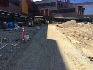 Grading on the west side of the building.