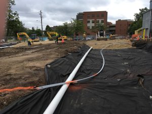 Electrical and drainage work on the north parking lot