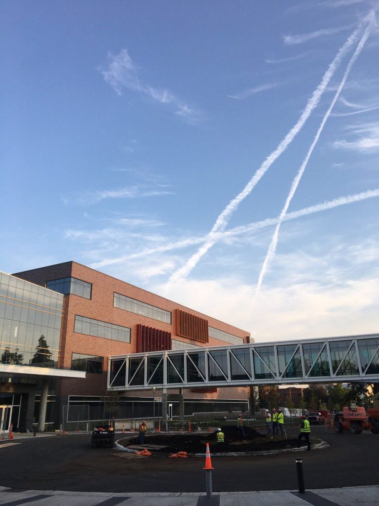 Jet contrails form an A above the Hagfors Center 