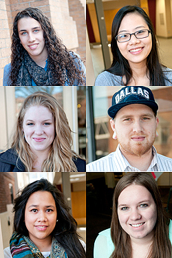 L to R, top row: Alex Jamieson, Thu Nguyen Middle: Andrea Batt, James "Bear" Mahowald Bottom: Alom Martinez Aleman, Morgan Waldorf