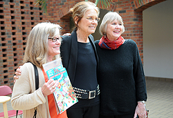 Steinem greets Koryne Horbal Lecture guests including Vicki Bunker, on left.