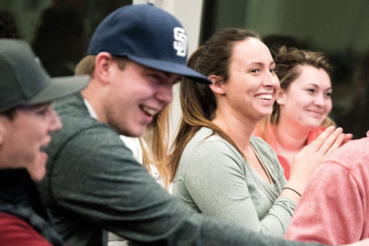 Augsburg student-athletes listen to alumni sharing stories