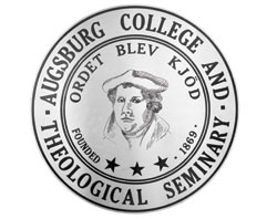 The seal of Augsburg College and Theology Seminary featuring Martin Luther.