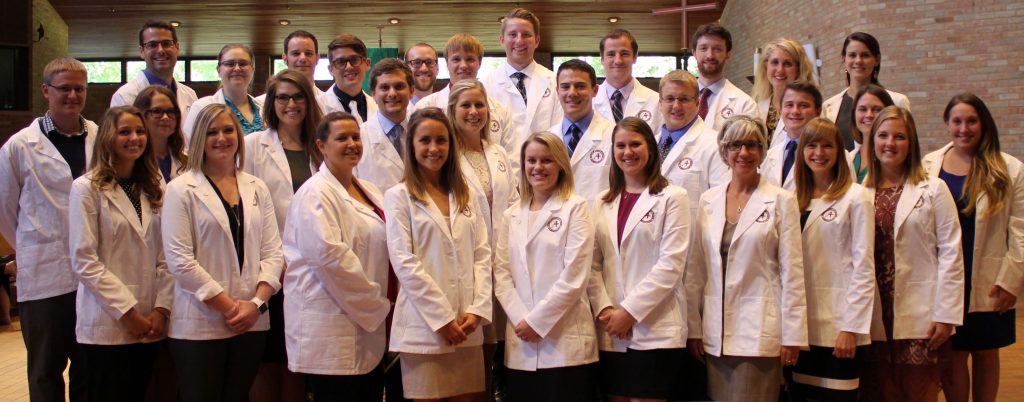 PA students in white coats