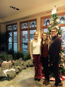 Emma Hermes ’18, Haley Johnson ’18, and Clinton Billhorn ’18 visit the Ronald McDonald House