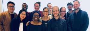 Photo of Innovation Coaches and Riverside Staff. Top row (left to right): Tim Thao, Asefa Melka Wakjira, Amanda Vetsch, Emily Kindelspire, Mason Mennenga Bottom row (left to right): Ha Cassie Dong (staff), Michelé Crowder, Kristina Fruge (staff), Baird Linke, Lindsay Boehmer, Jeremy Myers (staff)