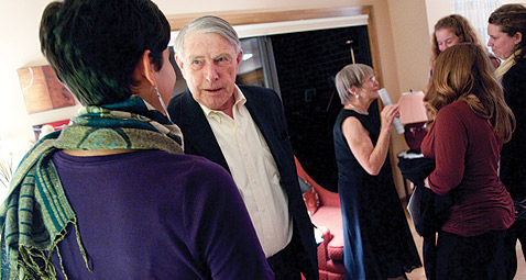 Photo of Martin and Sylvia Sabo with students.