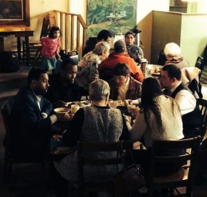 people eating together at Cedar Commons