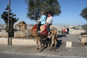 Riding a camel on the Mount of Olives in 2012.