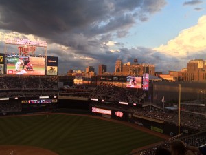 View of clouds above Target field