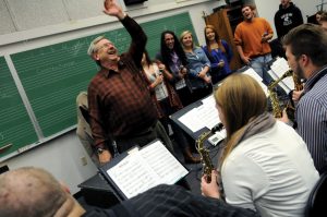 Stacke teaching in jazz band rehearsal