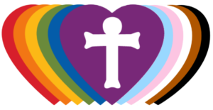RIC Logo: A rainbow heart logo featuring a cross in the center