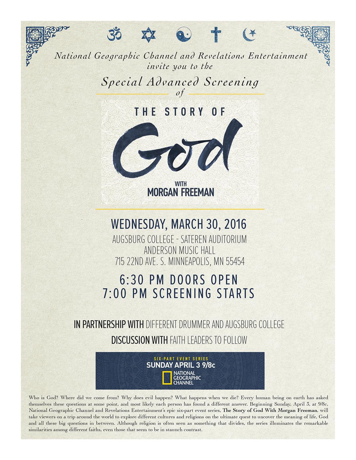 Advance Screening - Morgan Freeman's Story of God - Bernhard ...
