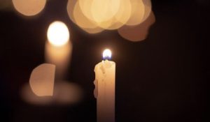 Lit candle