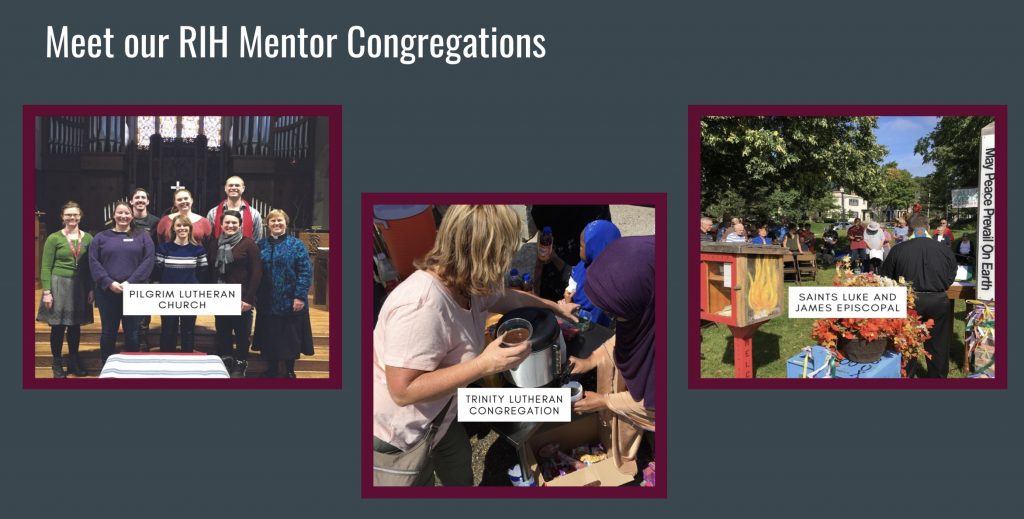 screenshot of slide with three photos containing snapshots of congregations