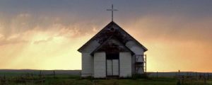 Small church and sunset