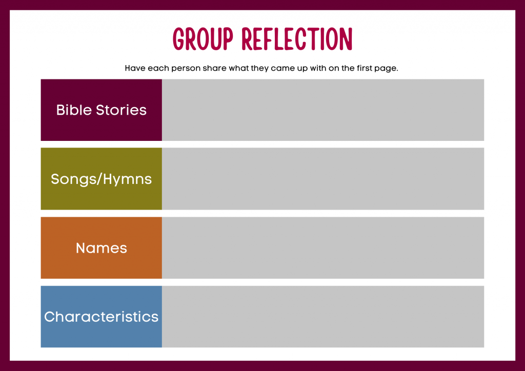 image of group reflection worksheet