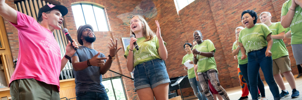 AYTI in the chapel with Joe Davis and Dave Scherer singing together.