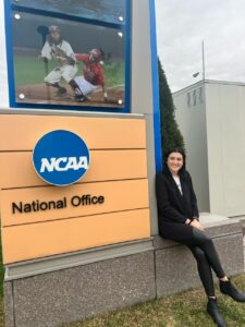 Jaelyn sitting outside the NCAA National Office