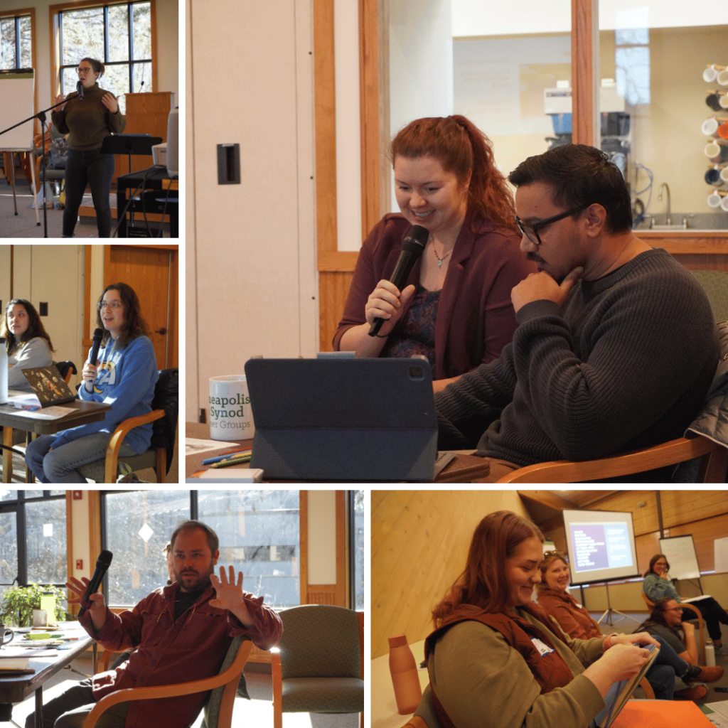Candid photos of a few of the authors speaking throughout the retreat. 