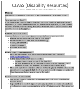 CLASS Office Flyer PDF example document with the words in the document highlighted to show that the text is selectable. 