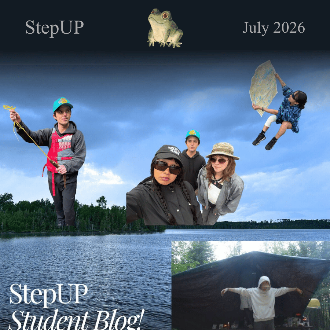 Photo compliation of StepUP students on a camping trip by a lake