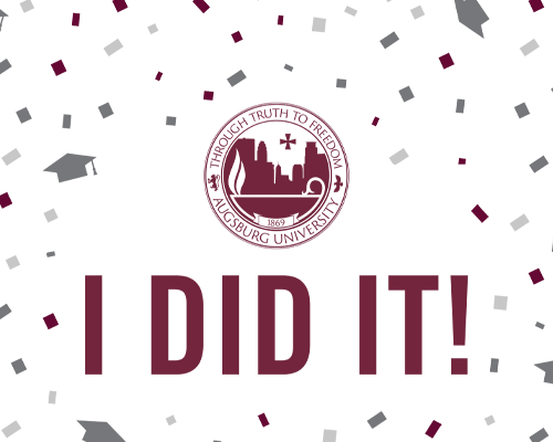 Augsburg University seal with I Did It!