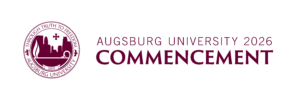 The Augsburg seal with the words "Augsburg University 2026 Commencement" next to it.