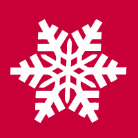 White snowflake on red background