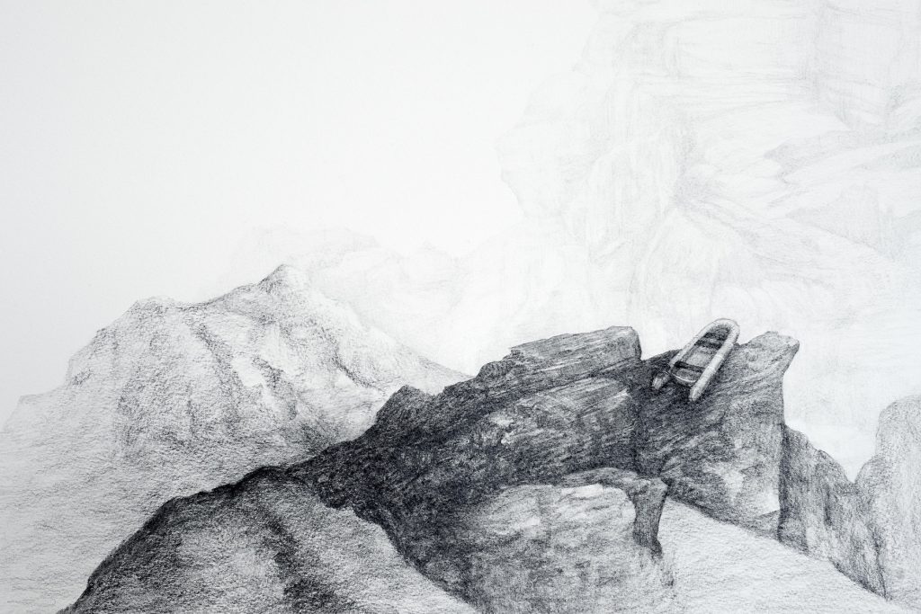 Pencil sketch of mountains