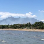 volcano in front of a lake