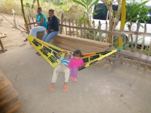 Host family kids hanging in the hammock