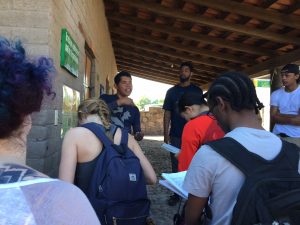 Outside lecture with students