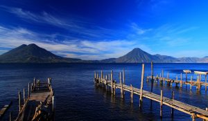 lake with mountain view guatemala