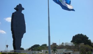 Sandino Statue and Nicaraguan Flag